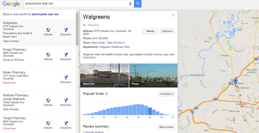 google local search screenshot