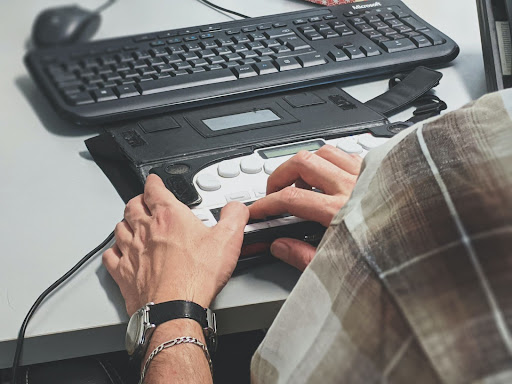 Person using a keyboard